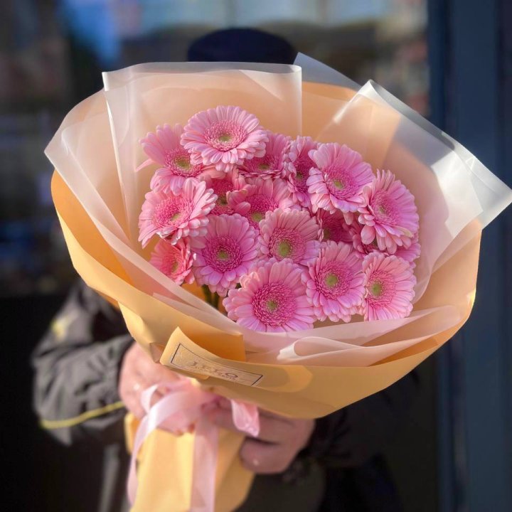 17 розовых гербер  в Великом Новгороде