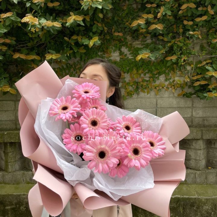 13 розовых гербер в Великом Новгороде