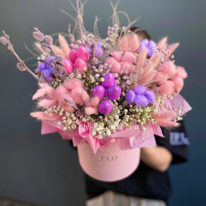 Сухоцветы в коробке  в Великом Новгороде