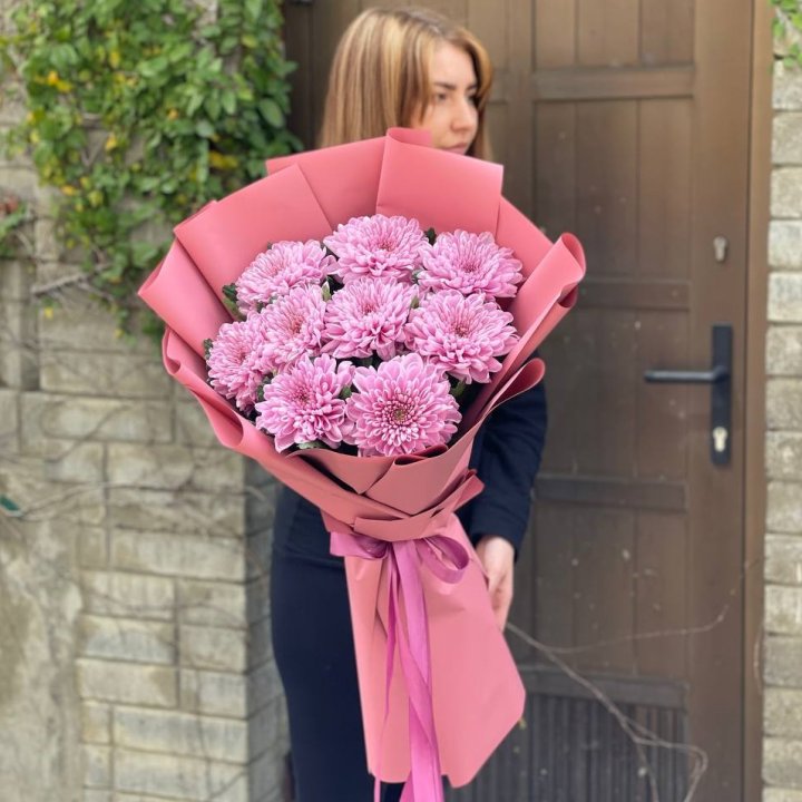 Букет хризантем розовый в Великом Новгороде