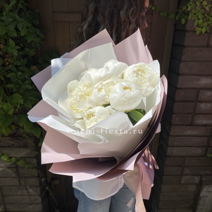 9 белоснежных пионов в Великом Новгороде
