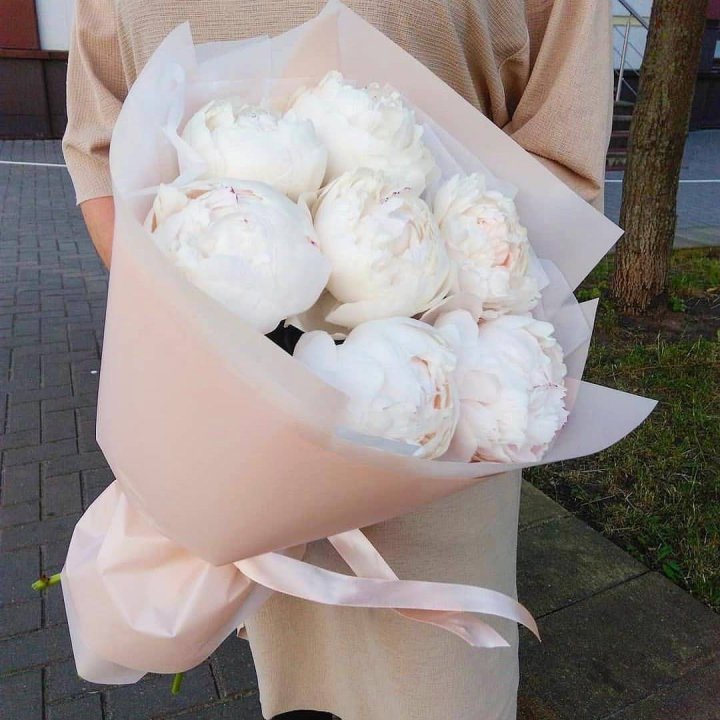 Букет белых пионов в Великом Новгороде
