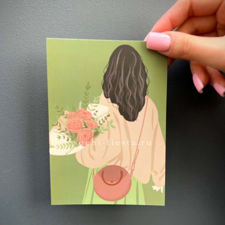 Открытка к букету "Потрясающая девушка" в Великом Новгороде