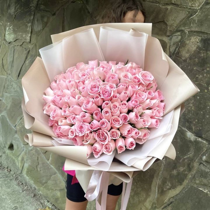 101 нежно-розовая роза Каролина  в Великом Новгороде