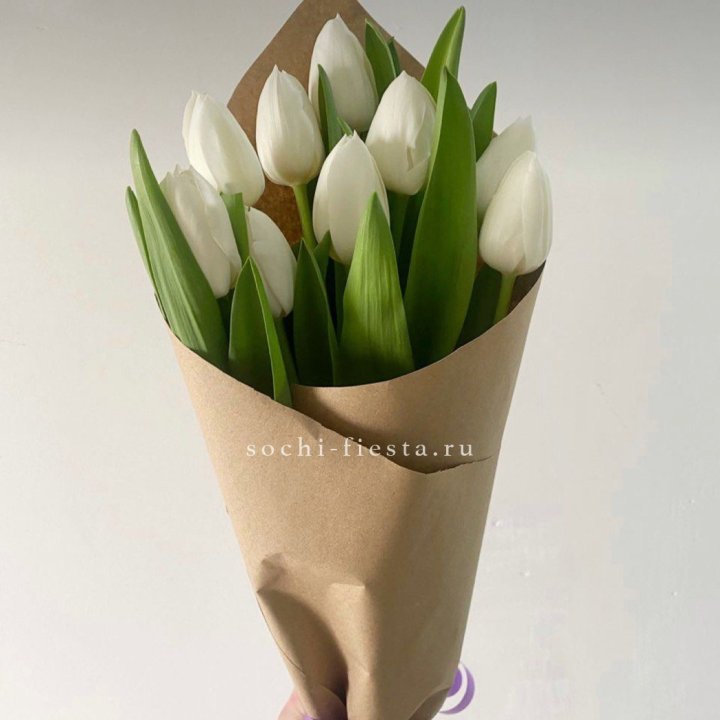 Букет белых тюльпанов в Великом Новгороде
